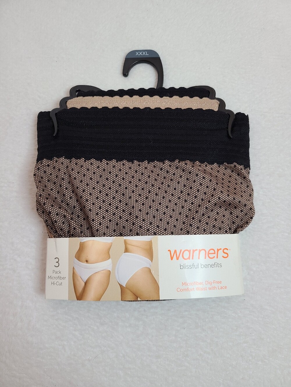 3pk Warners Blissful Benefits Smooth Microfiber Hi-cut Brief Panties Size 3X